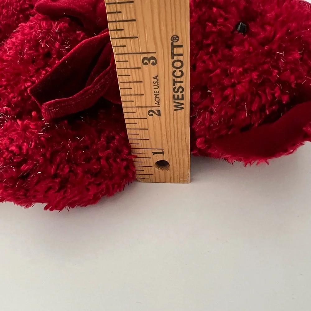 Russ Rosetta Burgundy HolidayRed Shimmering Plush Teddy Bear Velvet Bow HandMade